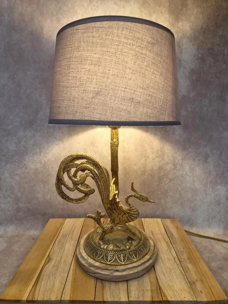 Grote vintage messingen lamp – Phoenix – onyx sokkel – jaren 60/70 – photo 2